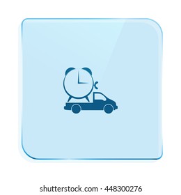 Flat paper cut style icon of vehicle. Delivery car symbol vector illustration