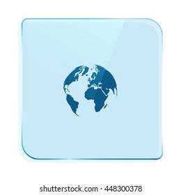Flat paper cut style icon of globe. Vector illustration