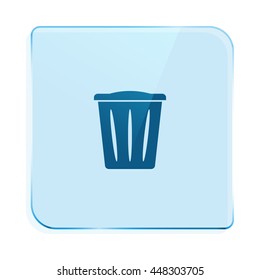 Flat paper cut style icon of trash can. Vector illustration