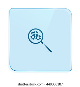 Flat paper cut style icon of magnifier. Vector illustration