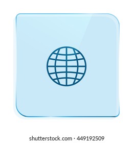 Flat paper cut style icon of globe. Vector illustration