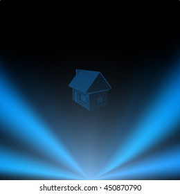 Flat paper cut style icon of house model vector illustration