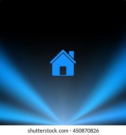 Flat paper cut style icon of house. Vector illustration