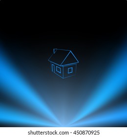 Flat paper cut style icon of house model vector illustration