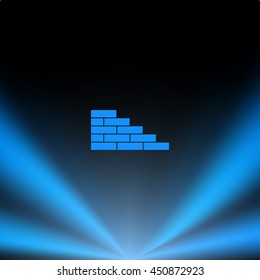 Flat paper cut style icon of brickwork fragment. Vector illustration