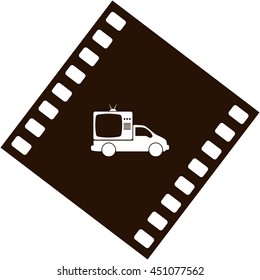 Flat paper cut style icon of vehicle. Delivery car symbol vector illustration