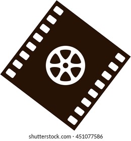 Flat paper cut style icon of old tape spool. Vector illustration