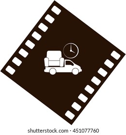 Flat paper cut style icon of vehicle. Delivery car symbol vector illustration