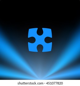 Flat paper cut style icon of puzzle part