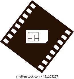 Flat paper cut style icon of a sim card. Vector illustration