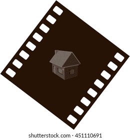 Flat paper cut style icon of house model vector illustration