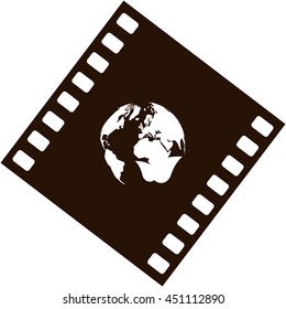 Flat paper cut style icon of eco planet. Vector illustration