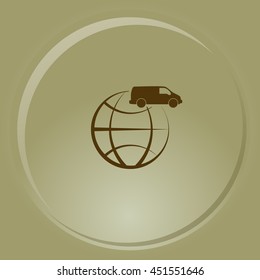 Flat paper cut style icon of vehicle. Delivery car symbol vector illustration