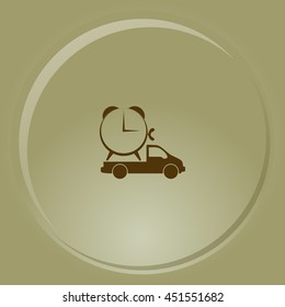 Flat paper cut style icon of vehicle. Delivery car symbol vector illustration