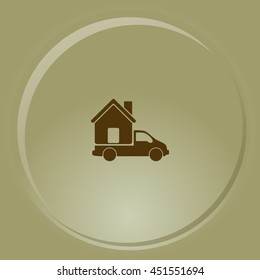 Flat paper cut style icon of vehicle. Delivery car symbol vector illustration