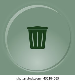 Flat paper cut style icon of trash can. Vector illustration