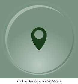 Flat paper cut style icon of map pointer vector illustration