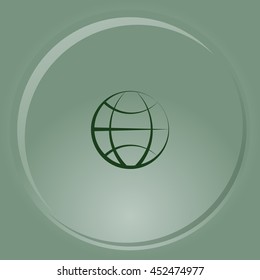 Flat paper cut style icon of globe. Vector illustration
