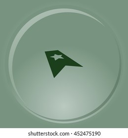 Flat paper cut style icon of web bookmark. Vector illustration