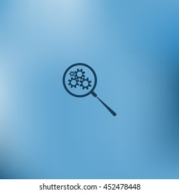 Flat paper cut style icon of magnifier. Vector illustration
