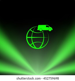 Flat paper cut style icon of vehicle. Delivery car symbol vector illustration