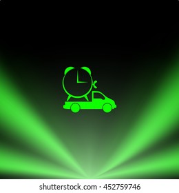 Flat paper cut style icon of vehicle. Delivery car symbol vector illustration