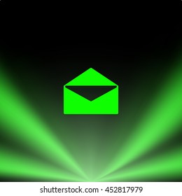 Flat paper cut style icon of envelope. E-mail symbol