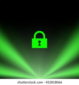 Flat paper cut style icon of a lock. Vector illustration