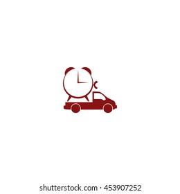 Flat paper cut style icon of vehicle. Delivery car symbol vector illustration