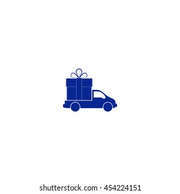 Flat paper cut style icon of vehicle. Delivery car symbol vector illustration