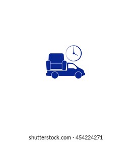Flat paper cut style icon of vehicle. Delivery car symbol vector illustration