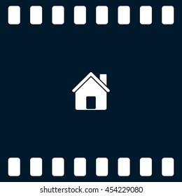 Flat paper cut style icon of house. Vector illustration