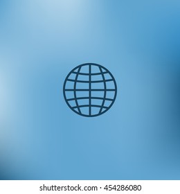 Flat paper cut style icon of globe. Vector illustration