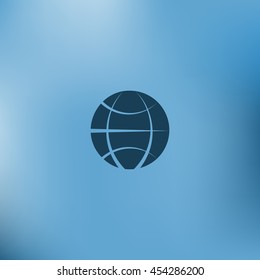 Flat paper cut style icon of globe. Vector illustration