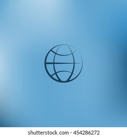 Flat paper cut style icon of globe. Vector illustration