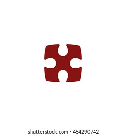 Flat paper cut style icon of puzzle part