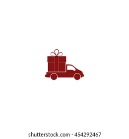 Flat paper cut style icon of vehicle. Delivery car symbol vector illustration