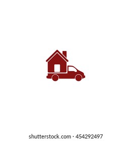 Flat paper cut style icon of vehicle. Delivery car symbol vector illustration