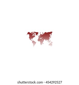 Flat paper cut style icon of World Map. Vector illustration