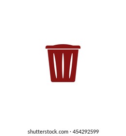 Flat paper cut style icon of trash can. Vector illustration