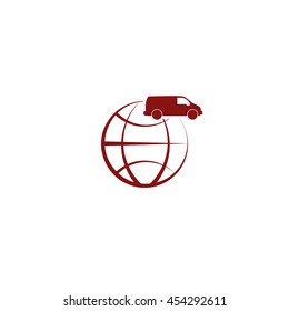 Flat paper cut style icon of vehicle. Delivery car symbol vector illustration