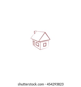 Flat paper cut style icon of house model vector illustration