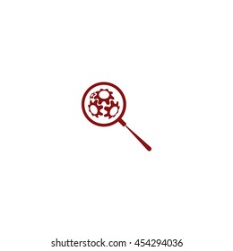 Flat paper cut style icon of magnifier. Vector illustration