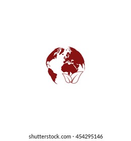 Flat paper cut style icon of eco planet. Vector illustration