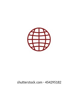 Flat paper cut style icon of globe. Vector illustration