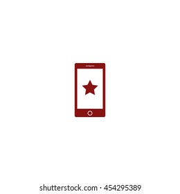 Flat paper cut style icon of mobile phone. Vector illustration