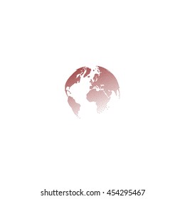 Flat paper cut style icon of globe. Vector illustration