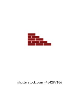 Flat paper cut style icon of brickwork fragment. Vector illustration