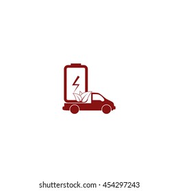 Flat paper cut style icon of eco vehicle. Delivery car symbol vector illustration