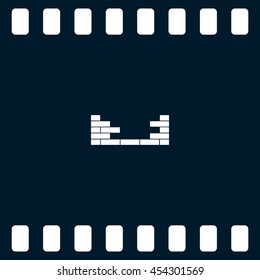 Flat paper cut style icon of brickwork fragment. Vector illustration